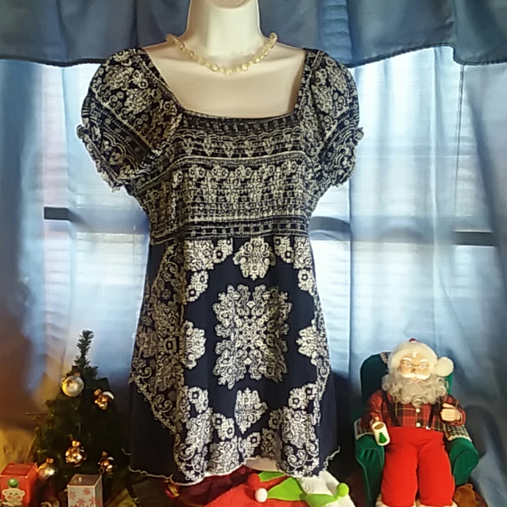 Cato Smocked Square Neck Top - Picture 2 of 7